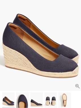 J. Crew Navy Canvas Espadrille Wedge
